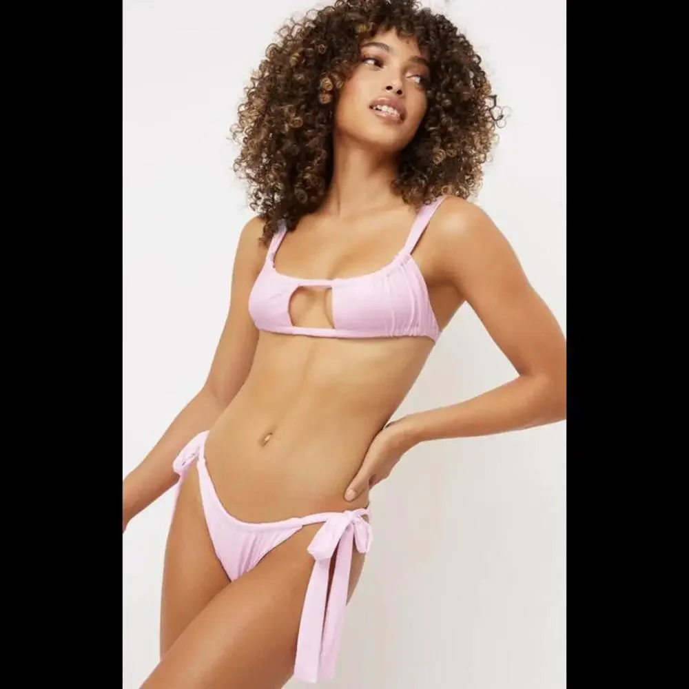 Frankies Bikinis Love Pink Bikini Set Willow Bottom and Top Large (NWT)